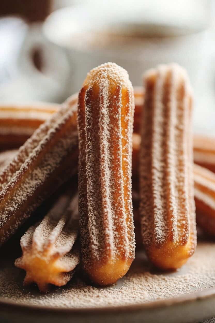 churros recipe with crispy golden churros coated in cinnamon sugar