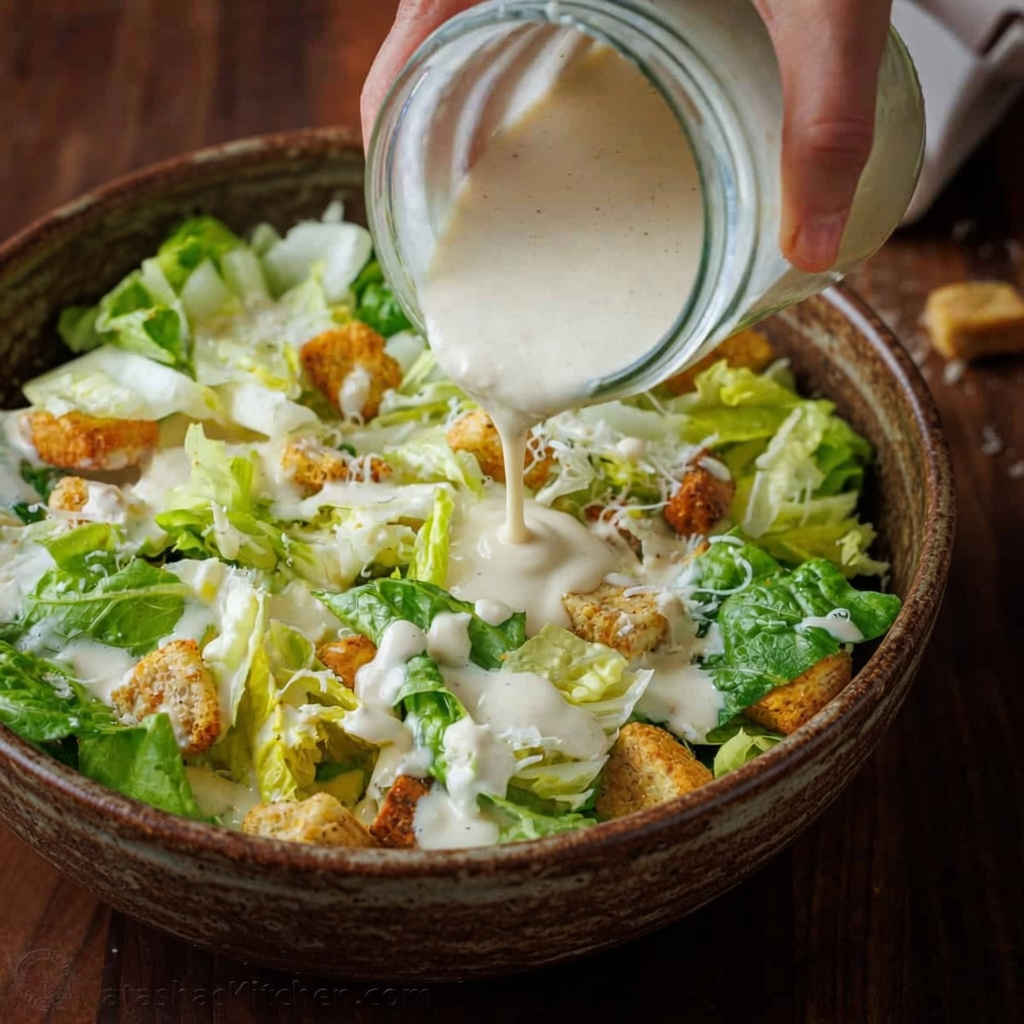 Caesar salad with homemade dressing, croutons, and fresh Parmesan