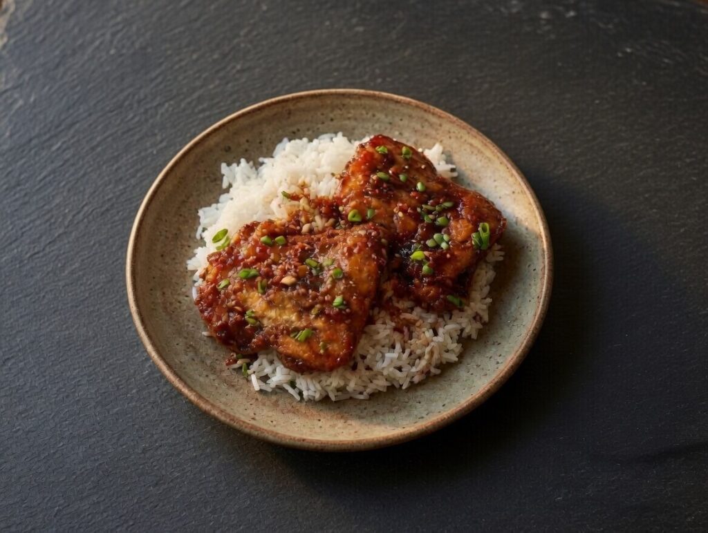 honey garlic chicken thighs on a plate