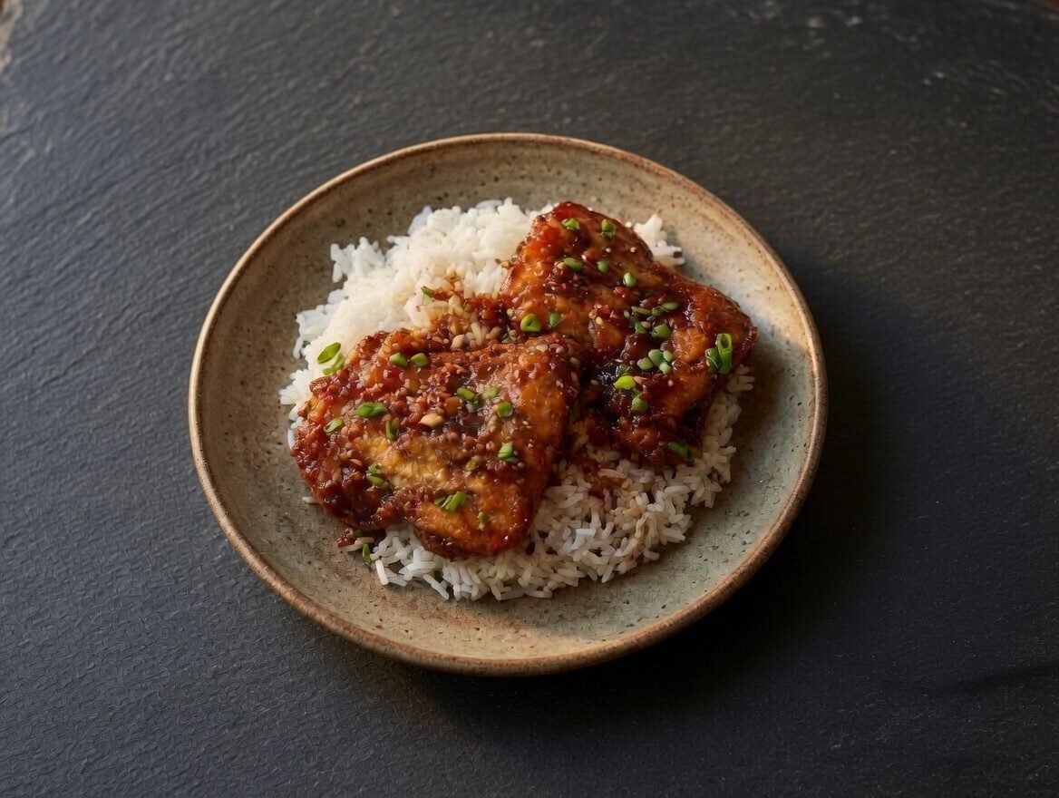 honey garlic chicken thighs on a plate